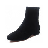 Boots Women 2023 Autumn And Winter New Black Sheepskin Flat-Soled Short Boots With Simple Temperament And Low