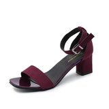 Girls Summer 2023 New Thick Heels Black Student Open Toes Buckle Roman High Heels