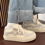 Breakj Version Of The Color Panel Shoes Women 2025 Summer New Lace Sports Small White Shoes Casual Style Retro Thick-Soled Women's