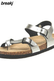 2023 New Summer Beach Cork Sandals Casual Women Outside Non-slip Double Buckle Sandalias