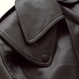 New Spring Women Faux Leather Jacket Biker Red White Coat Turndown Collar PU Motorcycle Jackets Loose Streetwear