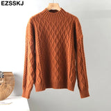 Winter basic oversize thick Sweater pullovers Women 2021 LOOSE needle twist sweater pullovers female Long
