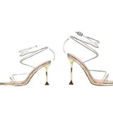 Breakj Summer New Square Drill Sandals Fine Heel High-Heeled High-Heeled Shoes Crystal Sexy With Roman