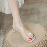 Women Sandals Summer Fashion New Beach Ladies Clear Sandals Comfortable High Heels Woman Transparent Medium Heel Shoes