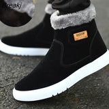 Warm Men Boots Casual Leather Shoes Men's Winter Snow Boots High-top Male Ankle Boots with Fur Outdoor Cotton Shoe for