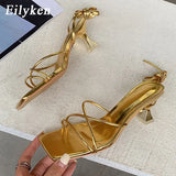 Fashion Gold silver Women Sandals Thin Low Heel Lace Up Rome Sandal Summer Gladiator Casual Sandal Narrow Band