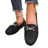 Breakj Bean Shoes Women's New Round Head Shallow Mouth Water Drill Chain Flat-Soled Casual Shoes In The Fall Of