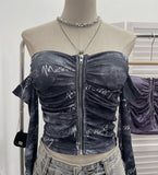 Real Shoot Hottie Sexy Shoulder Bra Strap Chest Mat Blouse Long Sleeves Short-Sleeved Umbilly T-Shirt