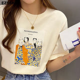 cotton t-shirt women's summer ins short-sleeved 2021 new sanding bottoming shirt loose printed t-shirt