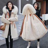 Winter Jacket Women Thick Parkas Long Fur Liner Hooded Winter Coat Women Cotton Padded Jacket Gilrs Jaqueta