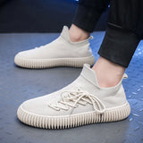 Canvas Large Size Shoes Women Spring and Autumn New Flat Breathable Fashion Mesh Socks Shoes Flying Weaving Women's