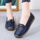 Size 44 Women Flats Genuine Leather Slip on Women's Loafers Spring and Autumn Moccasins Mother Shoes Casual Shoes for