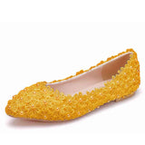 Breakj Bridal Shoes Handmade Wedding Shoes Color Flat-Soled Wedding Shoes Bridesmaids Performance Flat Heel Single