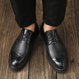 Breakj Do Old Lace-Up Casual Leather Shoes Male British Korean Version Of The Block Groom Best Man Men's Shoes
