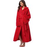Women Warm Long Robe Bandage Kimono Bathrobe Thicken Coral Bath Thermal Nightgowns Negligee Winter Female Loungewear