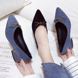 Breakj Heels Women's Velvet Commuting Fashion Single-Shoe Square Heel French Heel Lady Single Shoes OL Shallow Working Women's