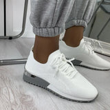 Women Sneakers Knitted Breathable Light Running Shoes Plus Size Solid Ladies Shoes Comfortable Summer Female Flat