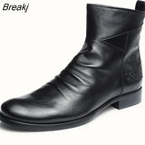 Men Boots Fashion Chelsea Boots Leather Ankle Boots Double Side Zipper Non-slip Shoes for Men Platform Boots Zapatos De