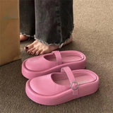 Slippers Women Outside Lazy Drag Thick Bottom Heightened Ugly Slippers Spring Platform Solid Buckle Casual Slides