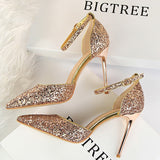 Shoes Sexy High Heels Women Pumps Sparkle Sequins Stiletto Heels 10 Cm Party Shoes Women Heels Summer Women Sandals