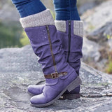 Breakj Autumn And Winter Trouser Boots Women Large Size Thick And High-Heeled Boots Belt Buckle Fashion Thin Boots