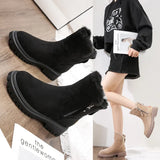 Women Snow Boots Plush Zipper Platform Thick Bottom Ladies Ankle Boots Warm Winter Casual Fashion Female Cotton Shoes