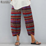 2022 ZANZEA Vintage Harem Pants Women's Print Trousers Casual Floral Long Pantalon Palazzo Female Elastic Waist Turnip