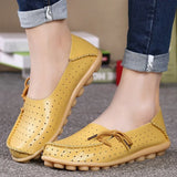 Summer Genuine Leather Shoes Women Butterfly-knot Loafers Women Flats Ballet Autumn Casual Flat Shoes Woman Moccasins