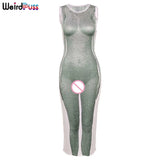 Puss Sexy Aesthetic Print Long Dresses Women Summer Sleeveless Bodycon Stretchy Hipster Club Streetwear 2021 New