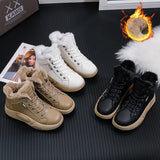 Breakj Top Small White Shoes 2024 Winter New Add Velvet Versatile Student Cotton Shoes High Tide Thick Platform Casual Bread Shoes