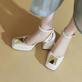 High Heels Women's 2022 Spring summer New Korean Style Versatile Closed Toe Sandals Mary Jane Chunky Heel Pumps