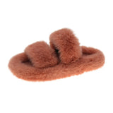 Winter Keep Warm Women Fur Furry Slippers for Home Fluffy Soft Indoor Slides Thick Flats Heel Non Slip Indoor House
