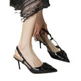 Breakj 2025 Spring And Summer Light-Mouthed Fashion Shoes Large-Size Pointed Sandals V Buckle Naked Color Fine Heels High Heels
