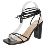 Sandals Women's 2024 Summer New Straps With Sexy Square Heels, Size 43