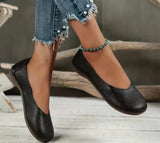 Breakj Round Head Spring New Shallow Single Shoes Inside A Foot Flat Casual Plus Size