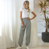 New Women Solid Sports Trousers Autumn Winter Casual Loose Running Jogger Pants Female Elastic Waist Street Long