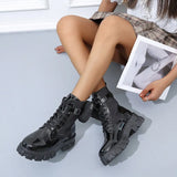 Breakj 2025 New With Round Head Thick-Bottomed Short-Sleesize Female English Style Martin