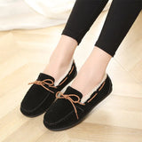 Loafers Warm Plush Women Moccasins Soft Sole Ladies Non Slip Shallow Suede Leather Sewing Female Flats Shoes 2021