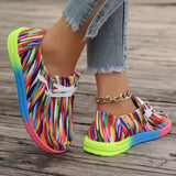 New Large-Size Lace Color Low-Top Single Shoes Female National Style Graffiti Lazy Canvas Flat