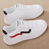 Flats Shoes Thick Bottom Platform Lace Up Vulcanized Shoes PU Lace Up Shallow Female Skateboard Classics Ladies