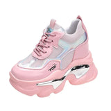 White Laser Chunky Sneakers Women Spring Autumn Fashion Platform Shoes Woman Fashion Thick Sole Hidden Heels Sports