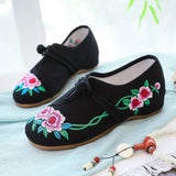 Breakj Chinese Style Retro Plate Buckle Embroidery Female Beef Tendon Bottom Dance Single Shoe Cloth