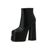 High heels Platform Wedges Women Punk Over the knee Boots Fashion Leather Autumn Winter Chelsea long Boots Chunky