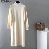 Autumn Winter oversize loose long thick Sweater Dress Women long Sleeve straight maix Dress female warm long knit