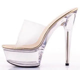 Breakj Style Sexy Super High Heels 15CM Thin Heel Waterproof Platform Slippers Transparent Crystal Shoes Wedding Shoes Banquet High