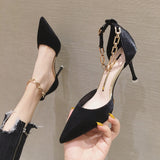 High Heels Women 2023 New Temperament Black Thin Heel Pointed Sexy Shallow Dress Wedding Single
