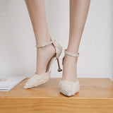 Breakj Heels 2025 New Fine-Heeled Korean Version Of The Fashion Bag Head Button Sandals Professional High Heels Women's