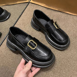 Sole Heighten Small Leather Shoes Women's Shoes Autumn 2023 New British Style Fashion Loafers Mixed With Mary Jane Single