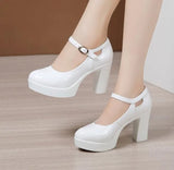 New Spring Autumn Casual High-heeled Shoes Sexy Thick Heels Platform Pumps Black White Size 43 High Heels