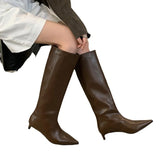 Breakj New 2024 New Pointed Thin White High Tube Knight Boots But Knee Sleeve Fashion